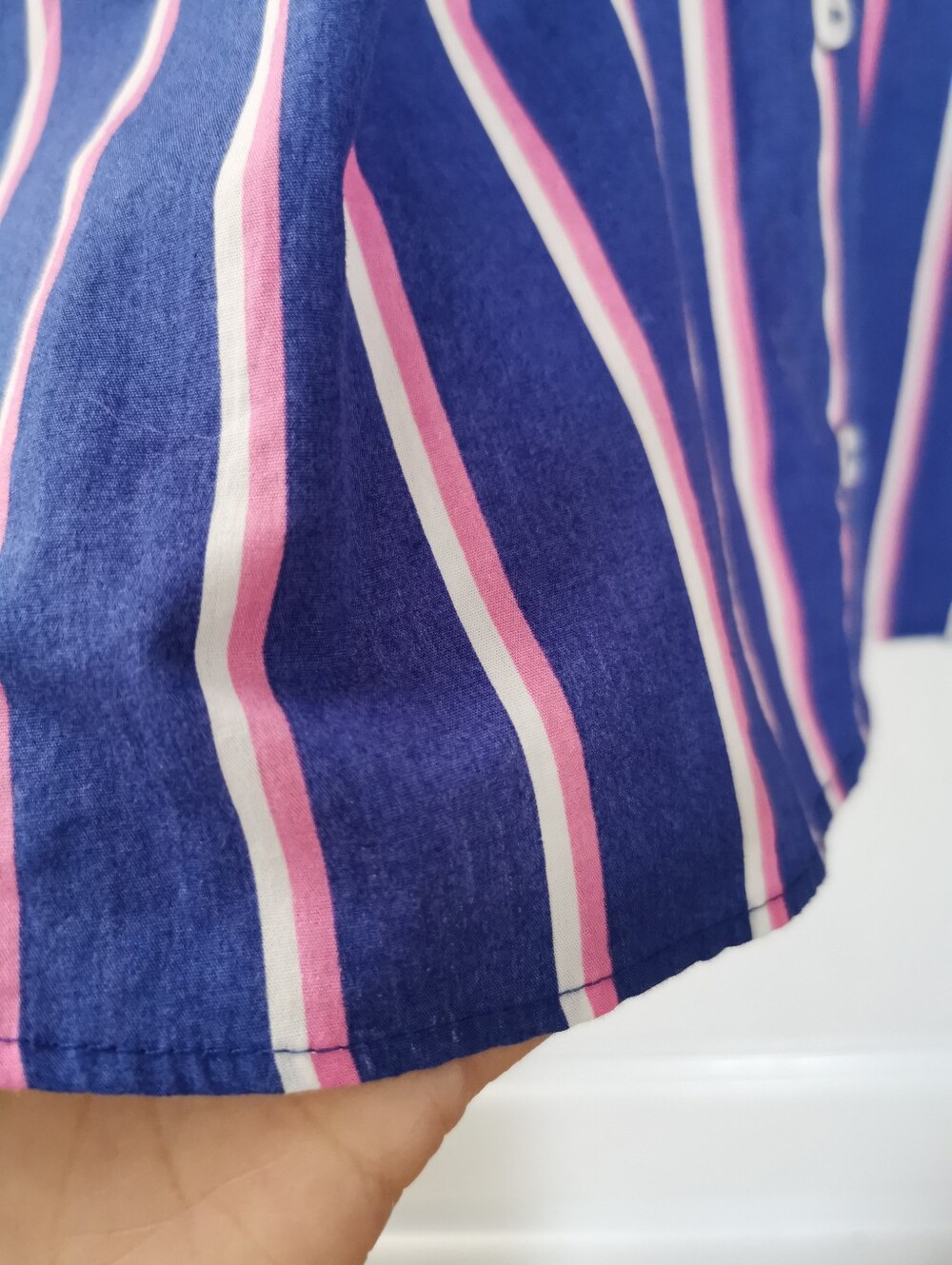 Zara Striped Poplin Button-Down Blouse Oversize SizeXS Blue Pink & white ptp 23" - Picture 6 of 9